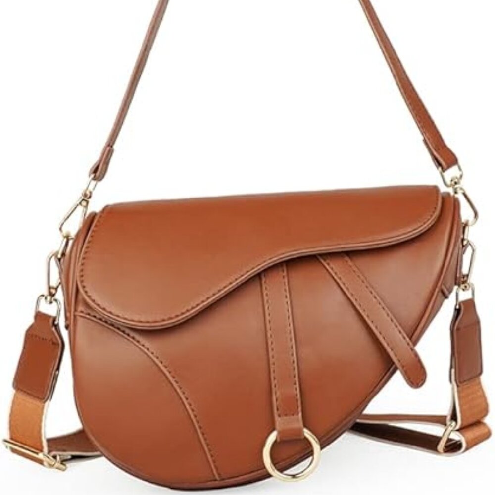 Neiman Marcus Vacation PU Leather Saddle Shoulder Bag - Picture 4 of 4